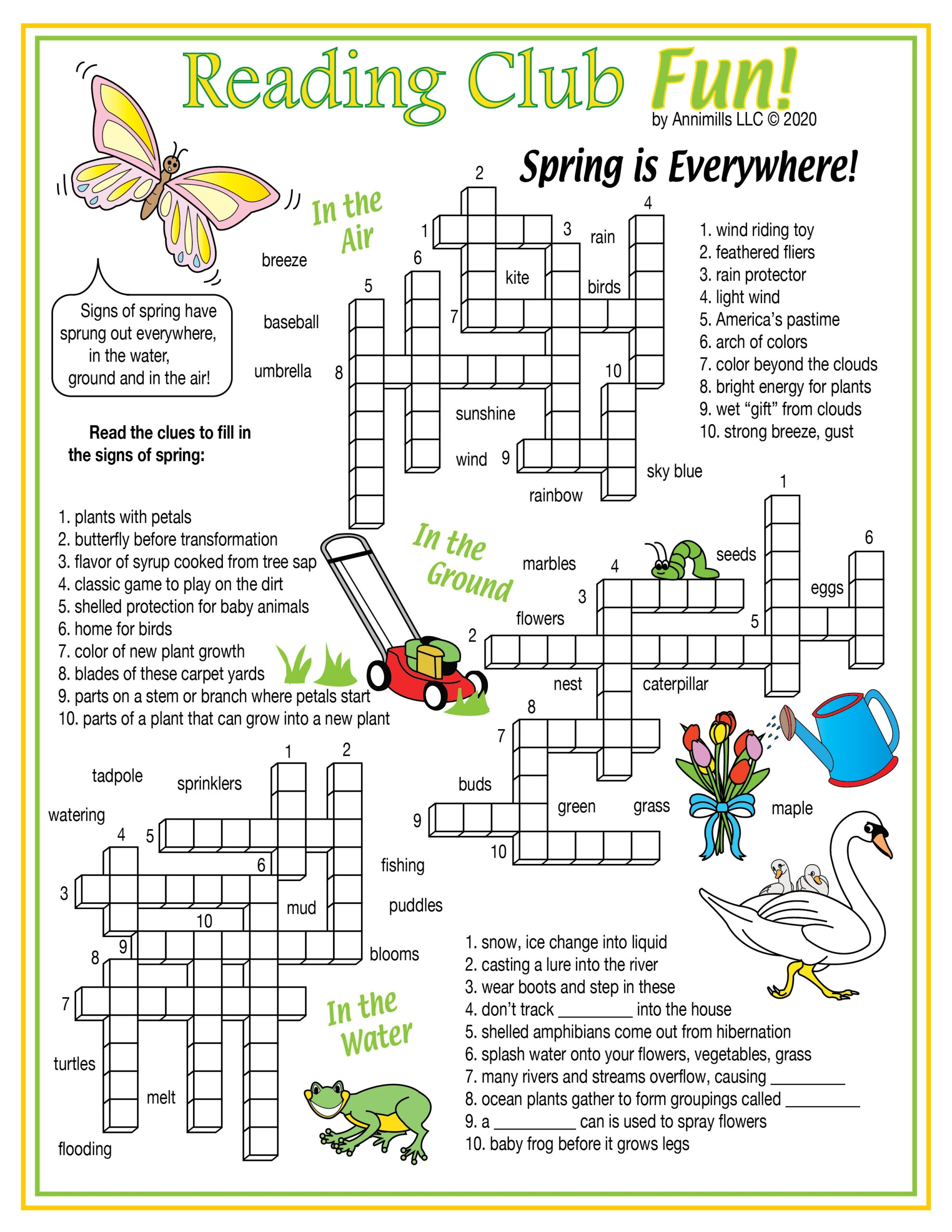 Spring Crossword Puzzles Free Printable