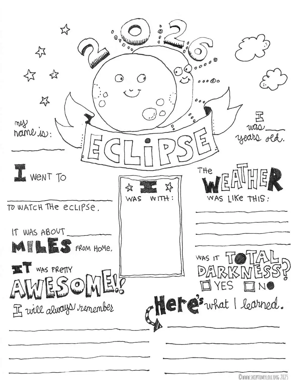 Printable Solar Eclipse Worksheet