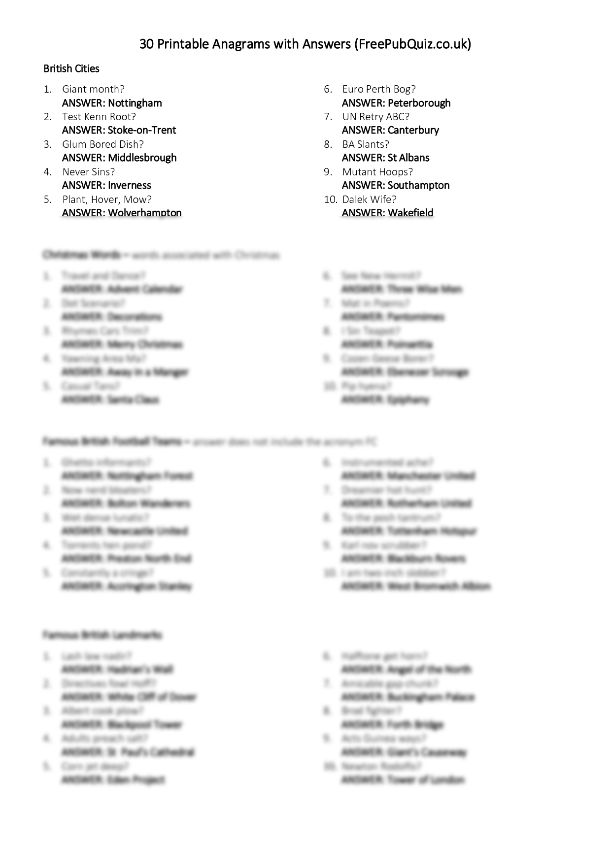 Free Printable Anagram Puzzles For Adults