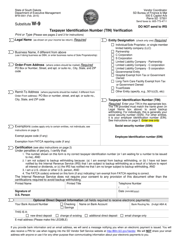South Dakota W 9 Fill Out amp Sign Online DocHub