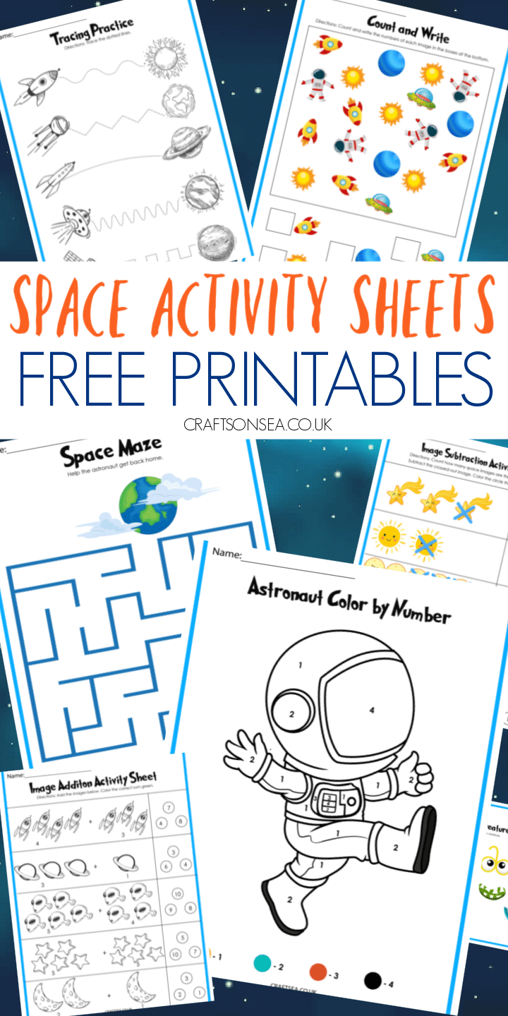 Space Activity Sheets FREE Printables Crafts On Sea