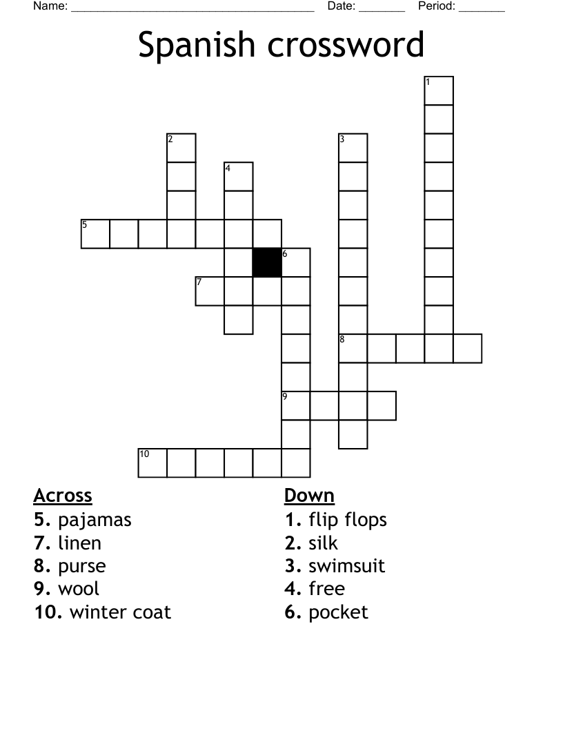 Crossword Puzzles In Spanish Printable