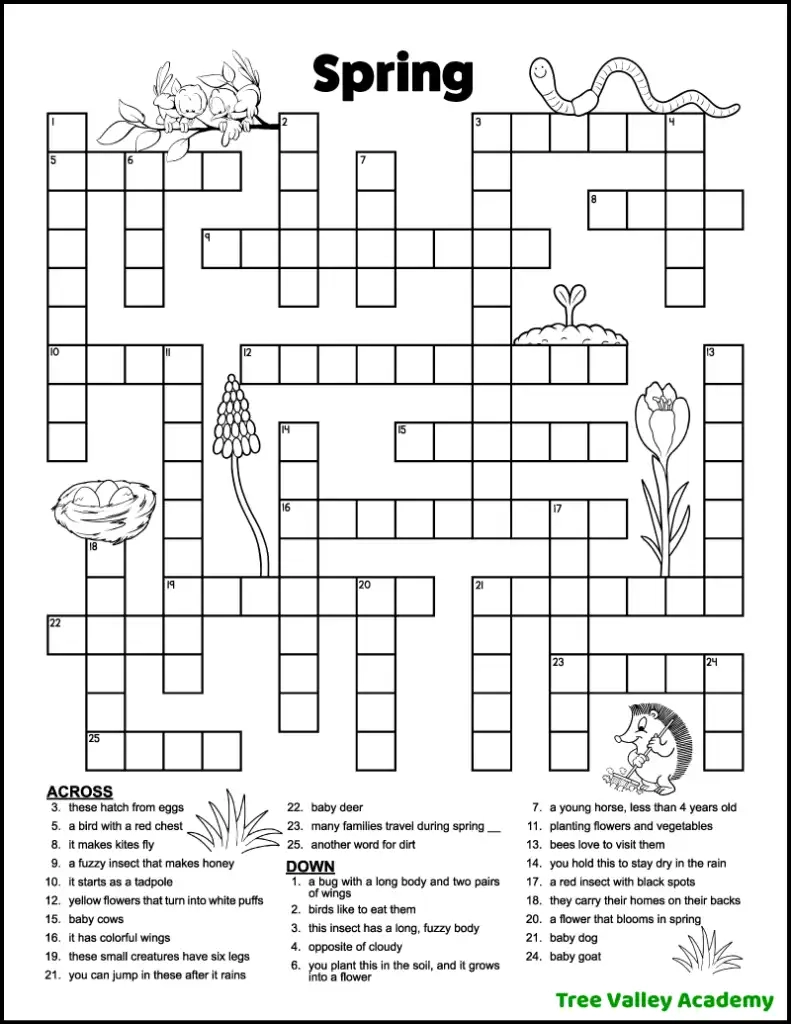 Printable Crossword Puzzles For 5th Graders