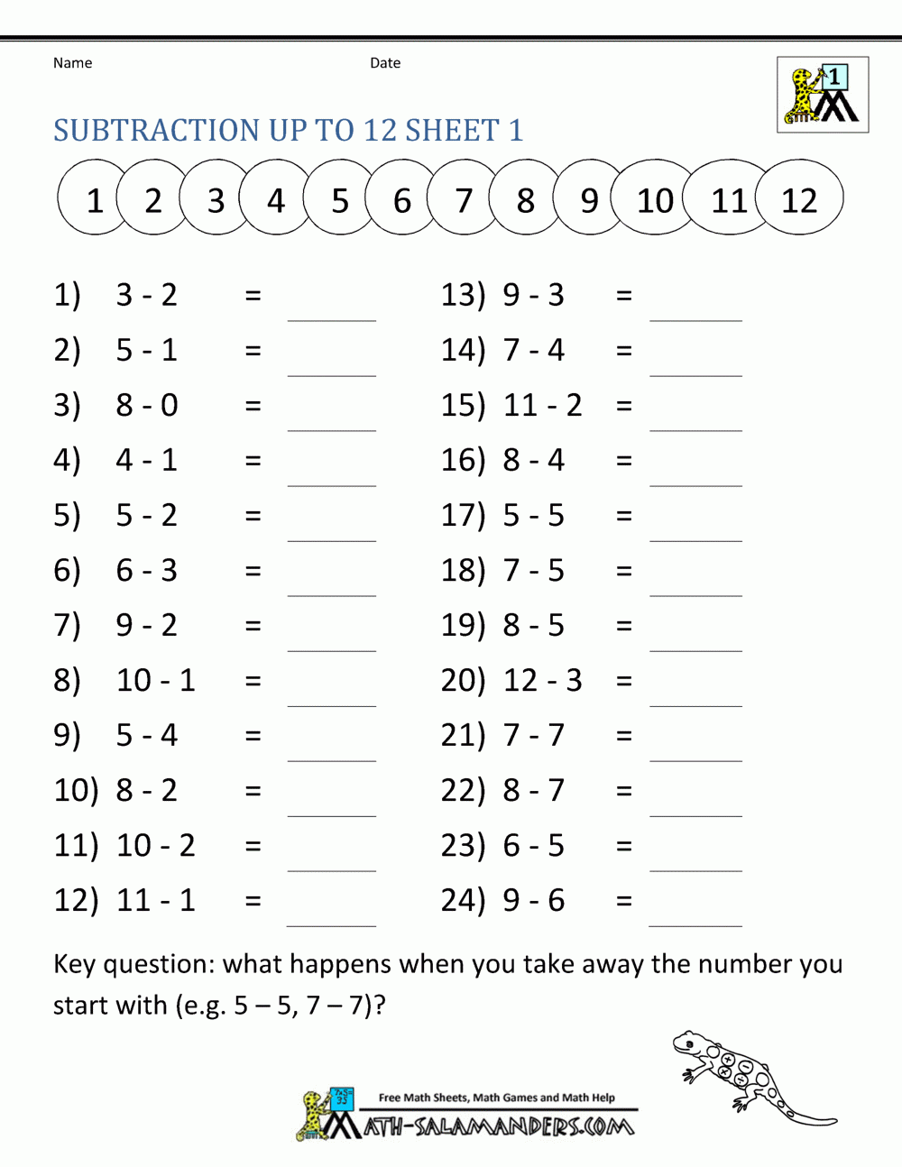 Printable First Grade Worksheets Math
