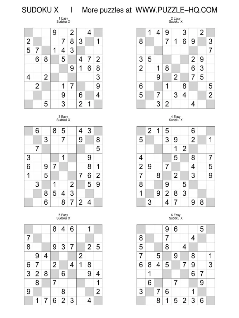 Sudoku X PDF Games amp Activities