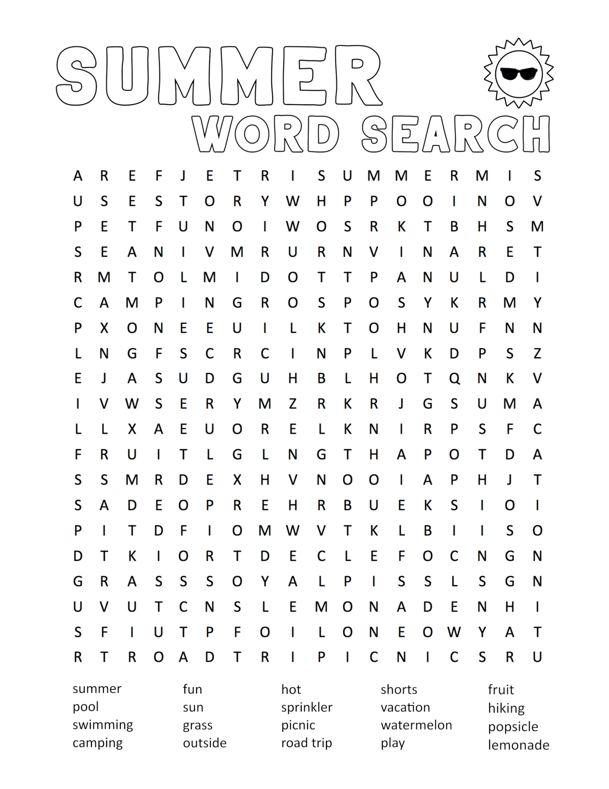 Free Printable Word Puzzles Summer