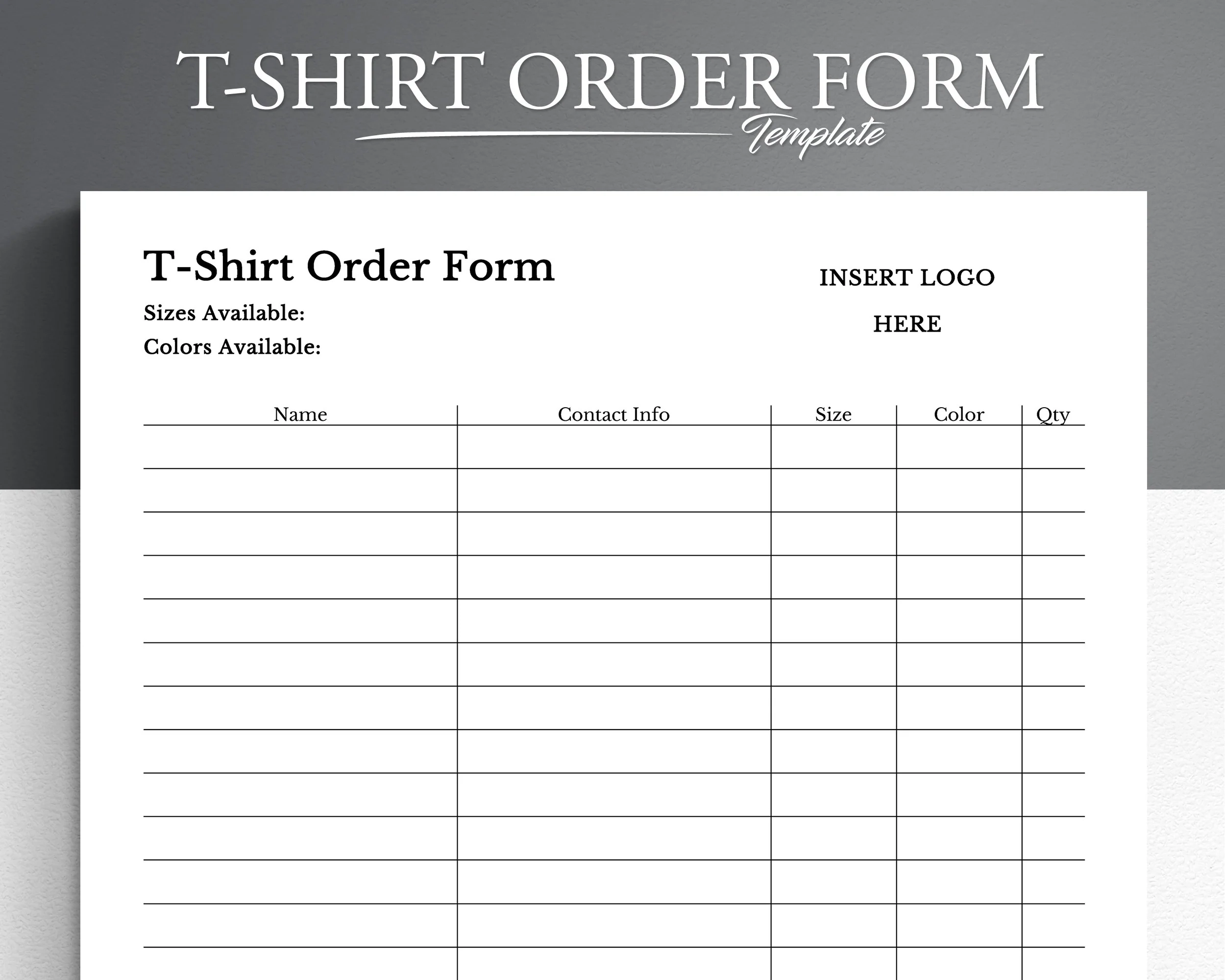 T Shirt Order Form Template Personalisierbar F r Google Docs Word 