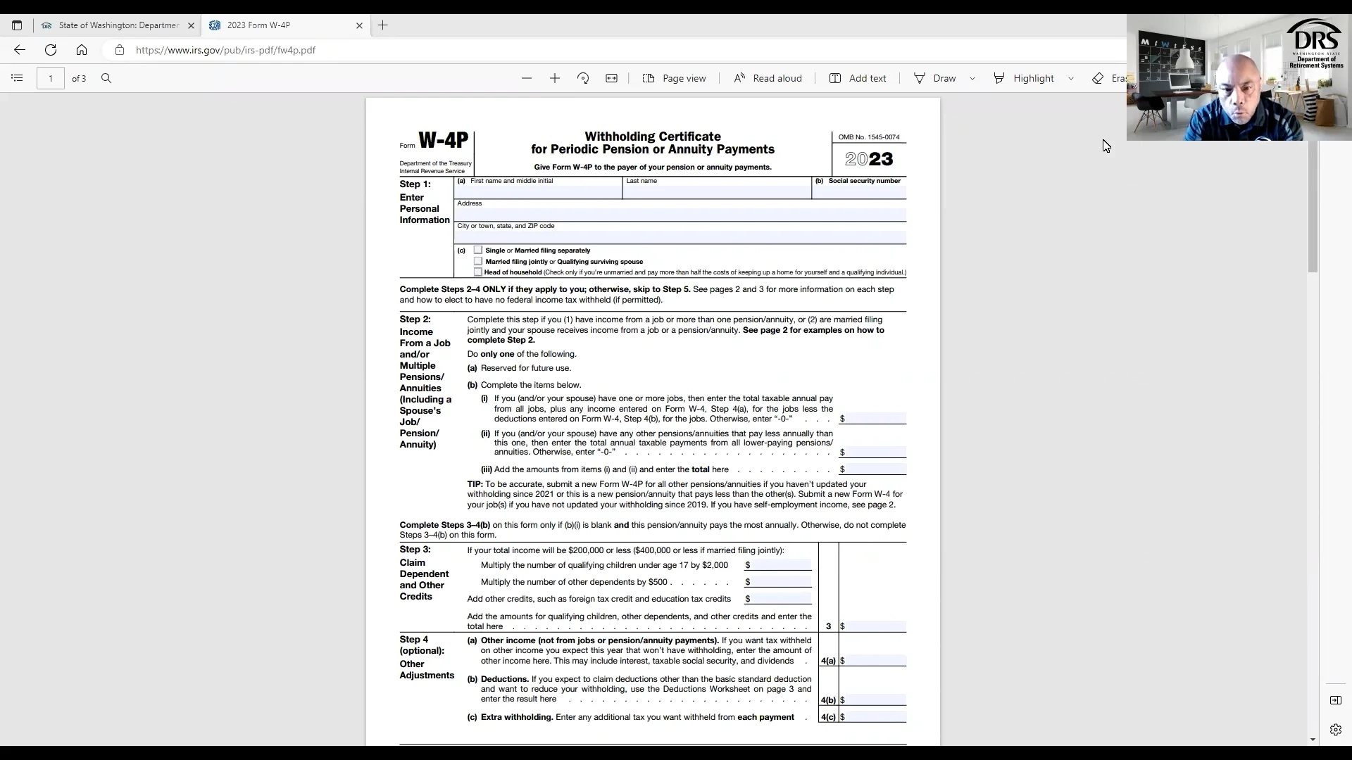 Irs Form W-4p Form