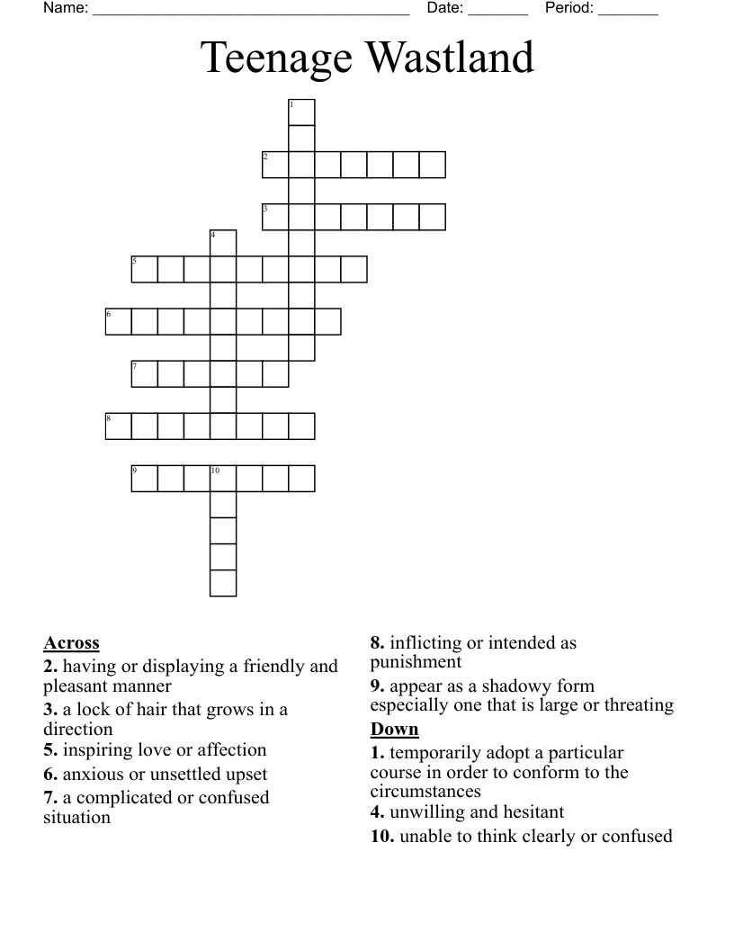 Crosswords For Teens Printable