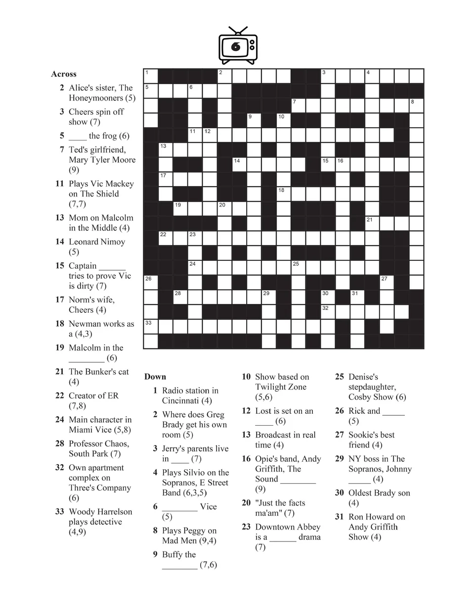 Tv Guide Crossword Puzzles Printable