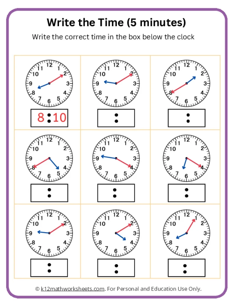 Telling Time Worksheets