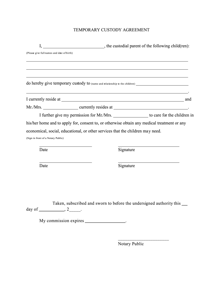 Printable Child Custody Forms