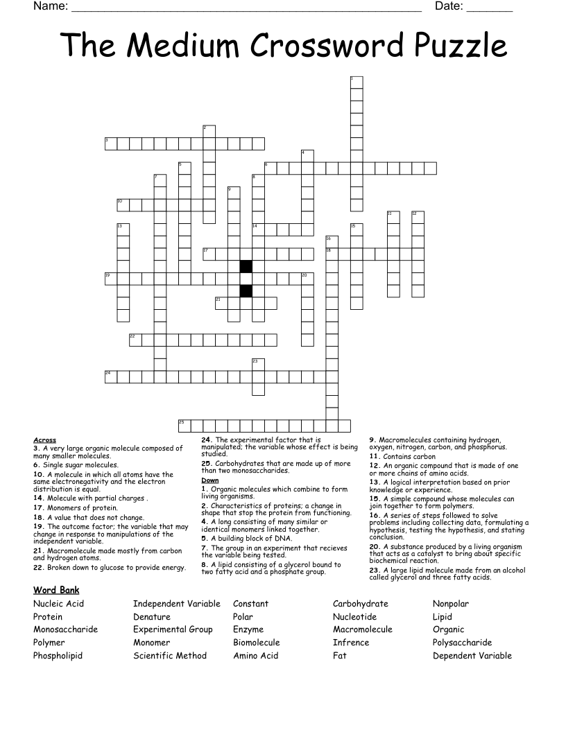 Medium Printable Crossword Puzzles