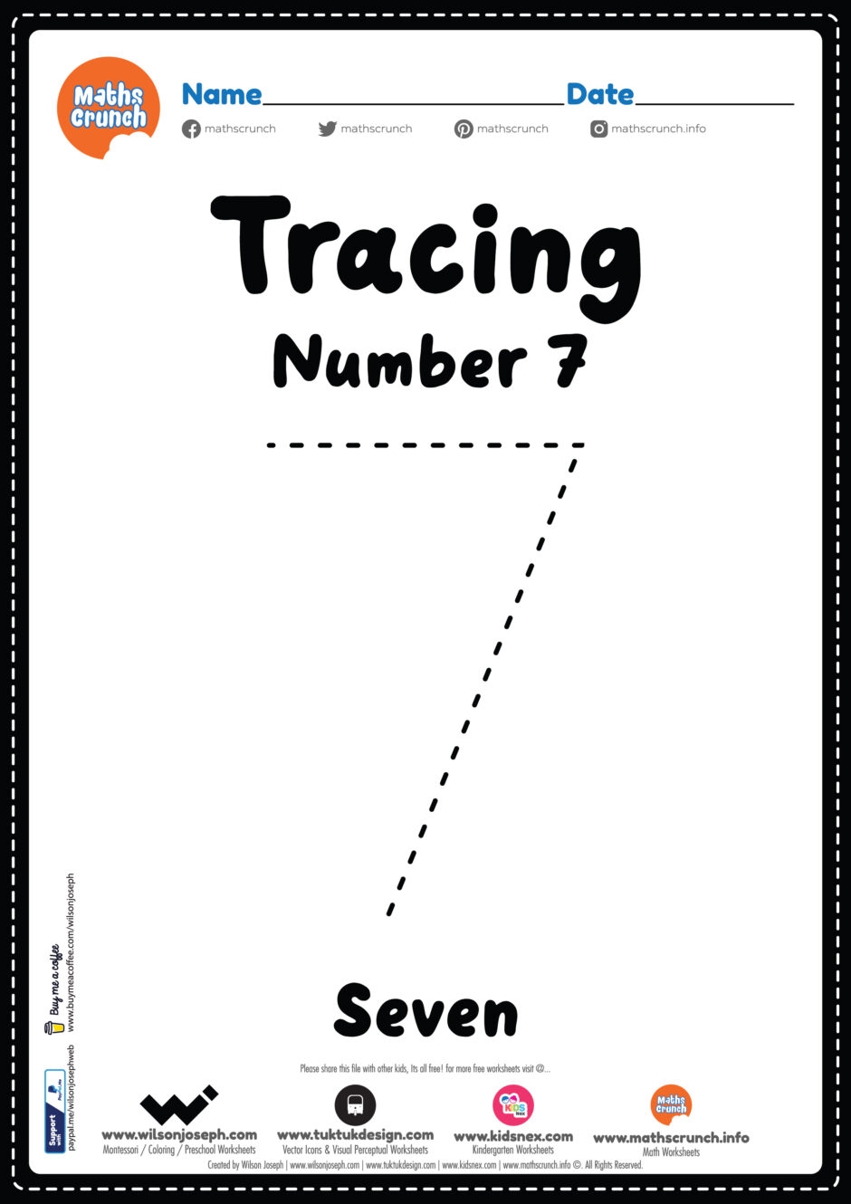 Free Printable Number 7 Worksheets For Preschool