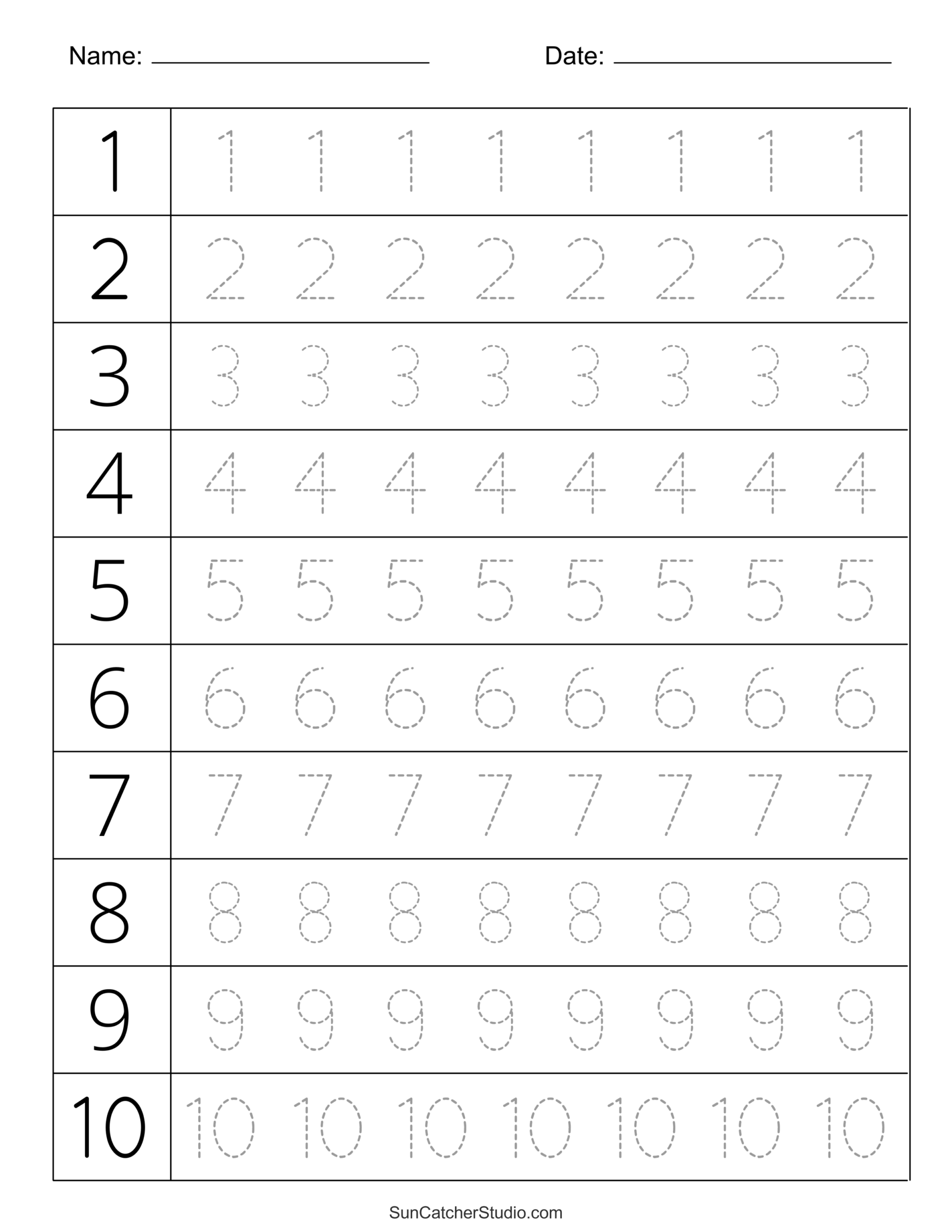 Free Printable Preschool Worksheets Tracing Numbers