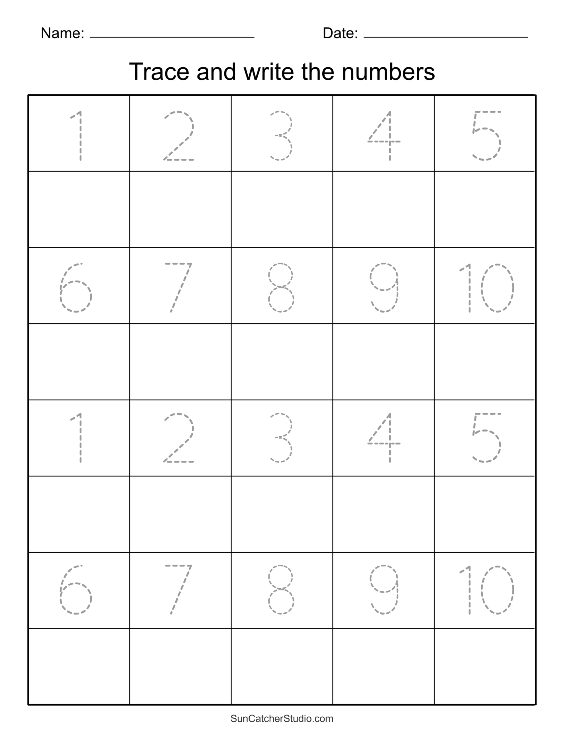 Free Printable Number Worksheets
