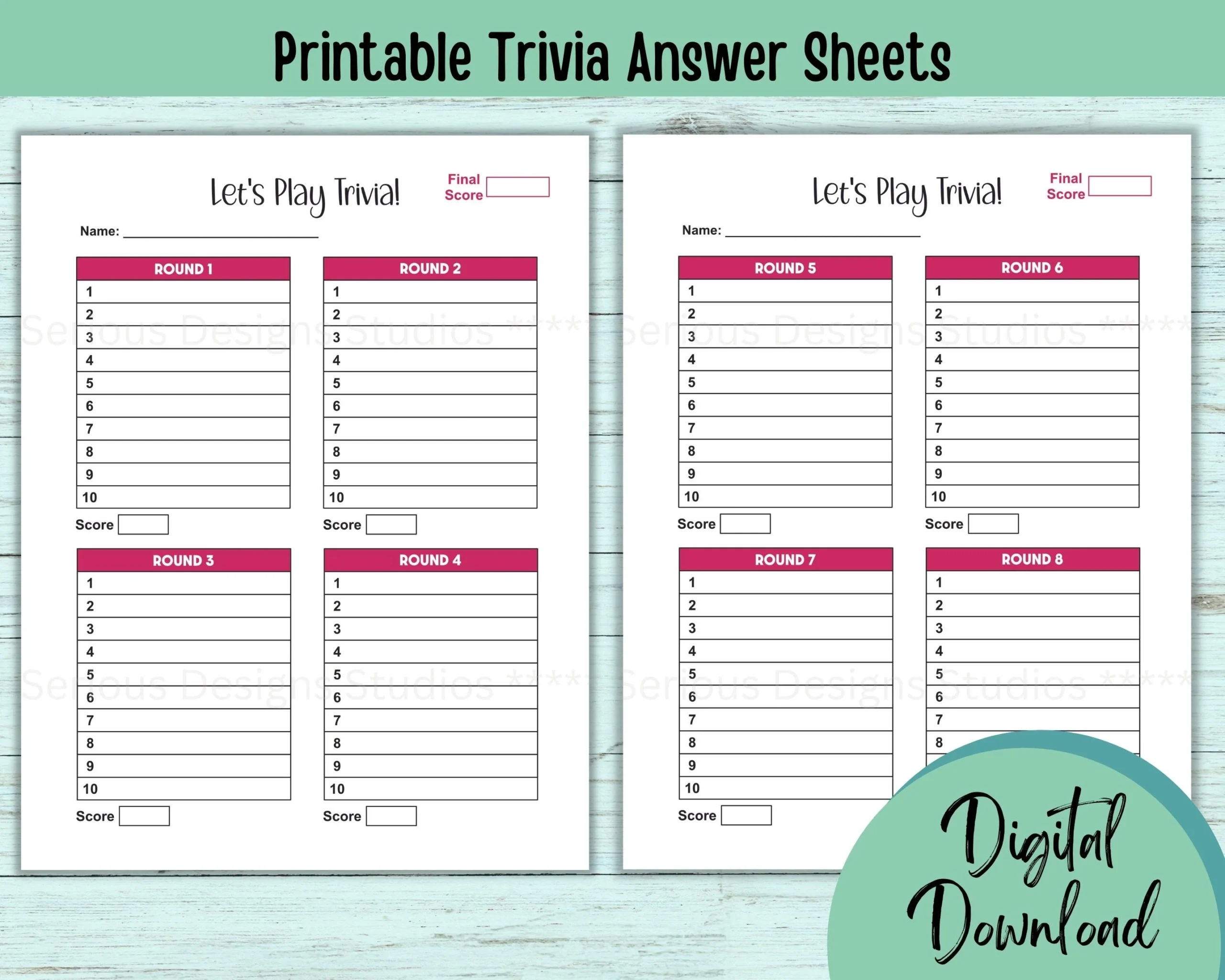 Trivia Worksheets Printable