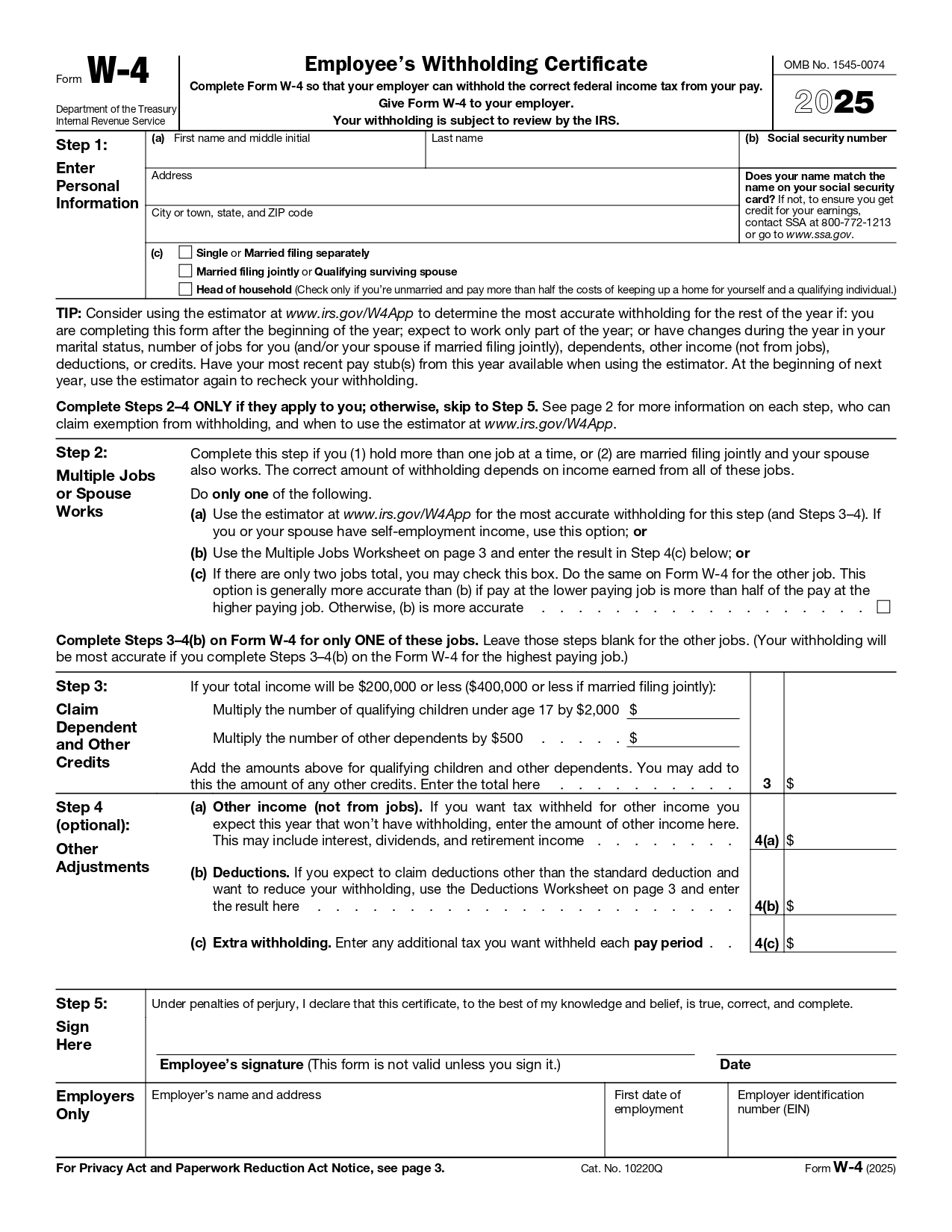 2025 W 4 Form Spanish