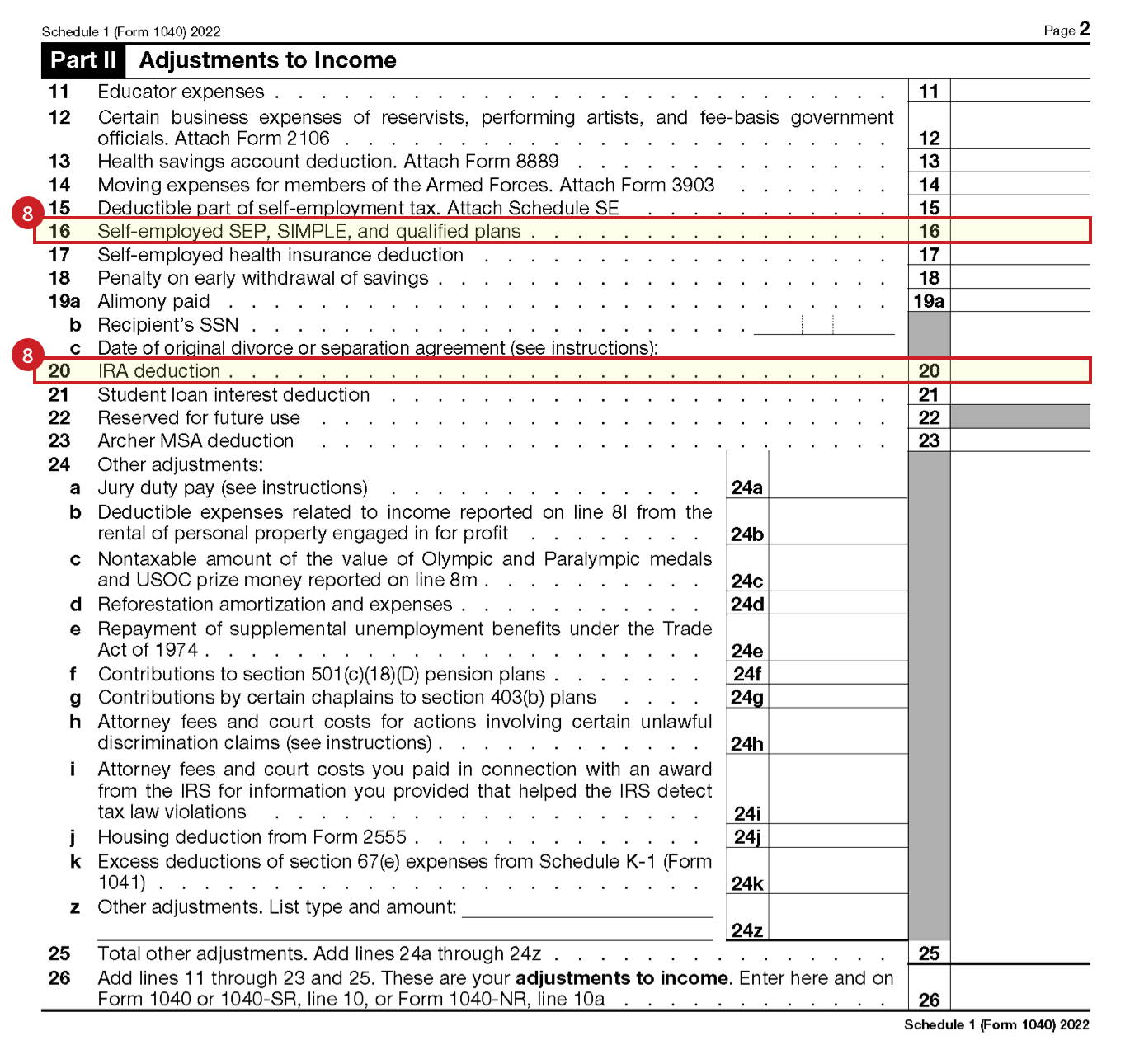 Form 1040 Schedule 2022