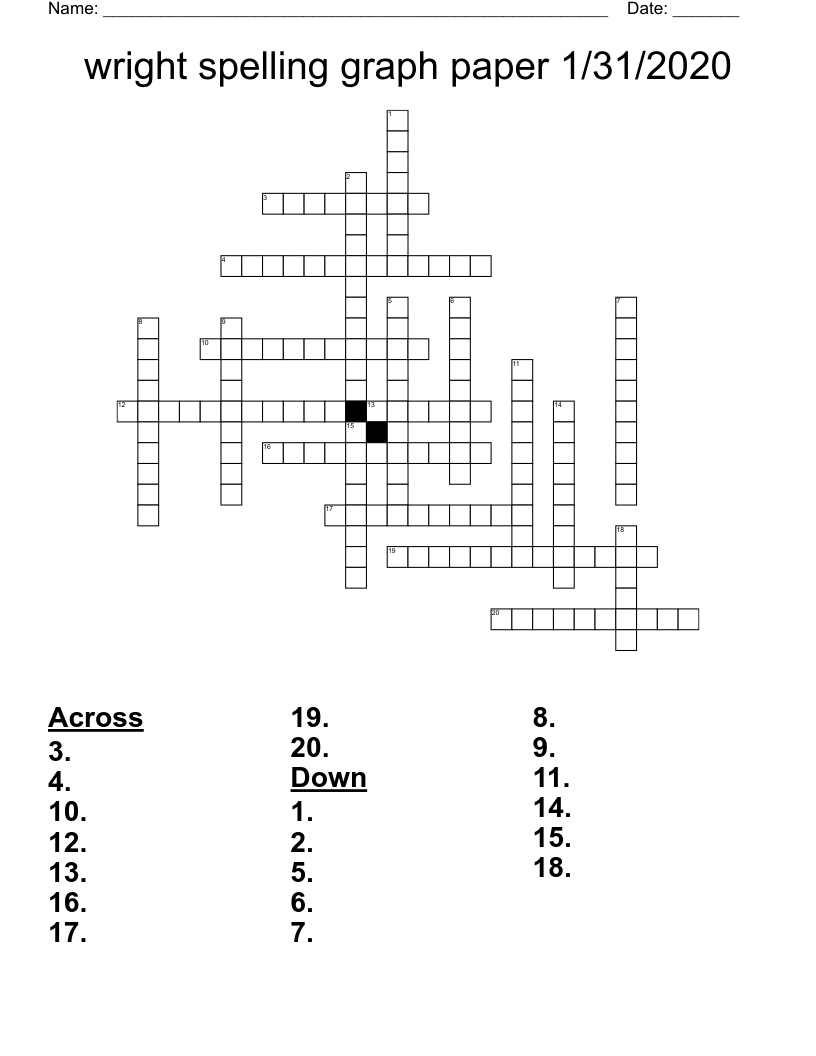 Wright Spelling Graph Paper 1 31 2020 Crossword WordMint