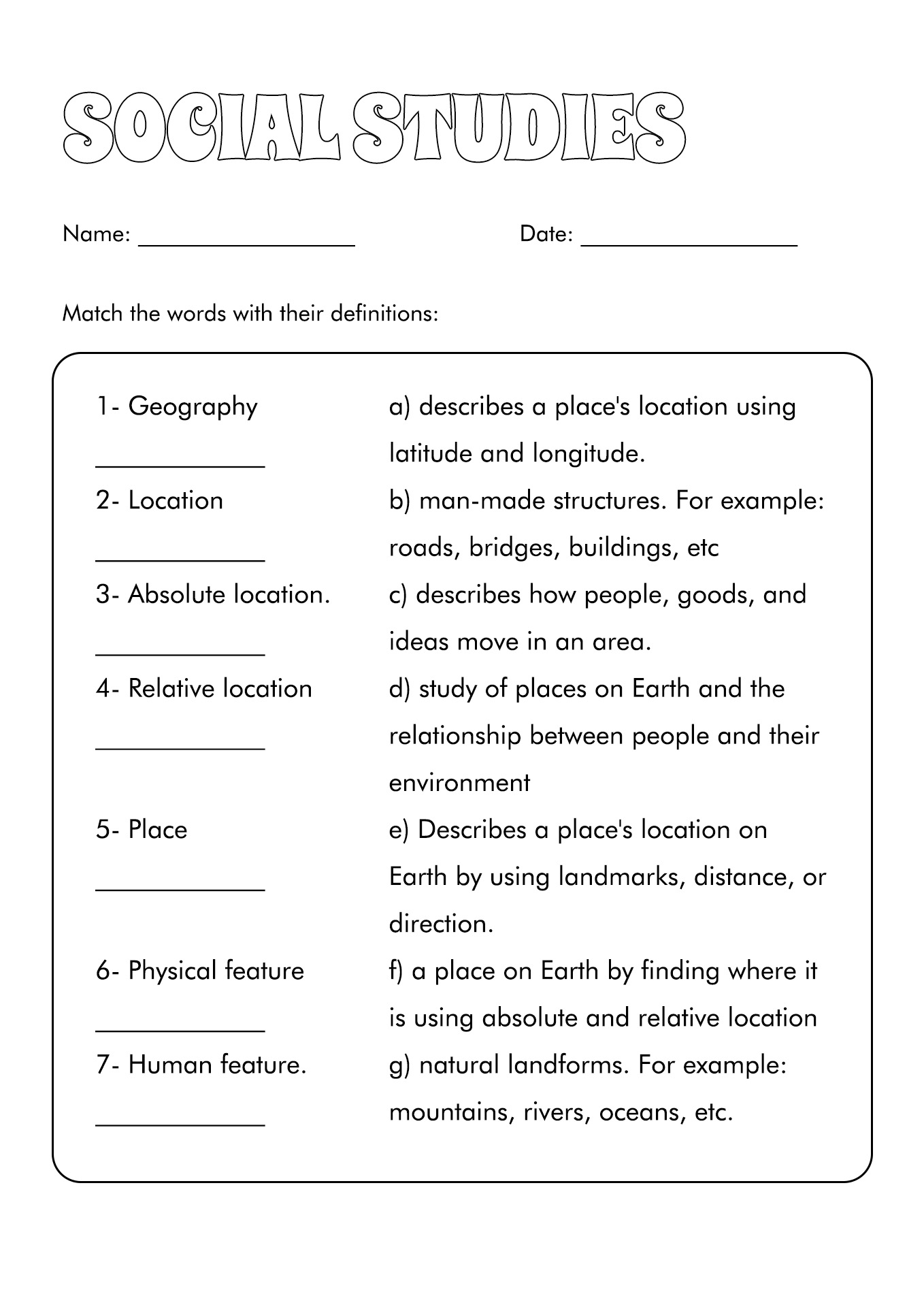 Free Printable Science Worksheets 6th Grade