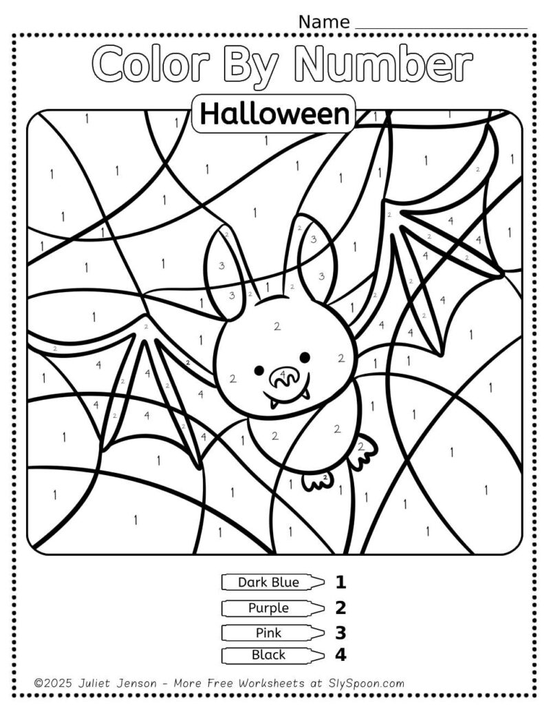 10 Free Printable Halloween Themed Color By Number Worksheets For 