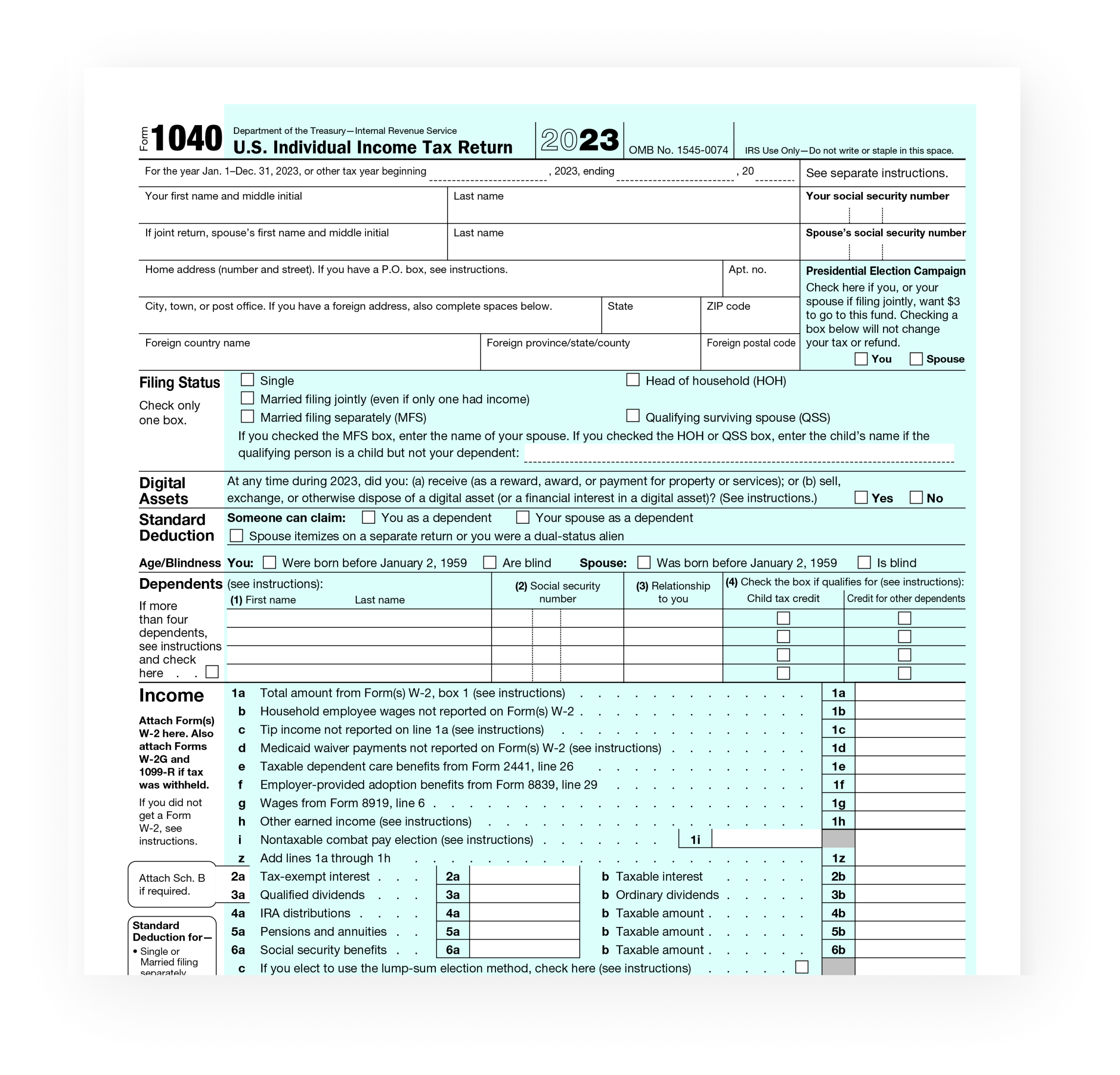 Irs Form 1040 V 2023
