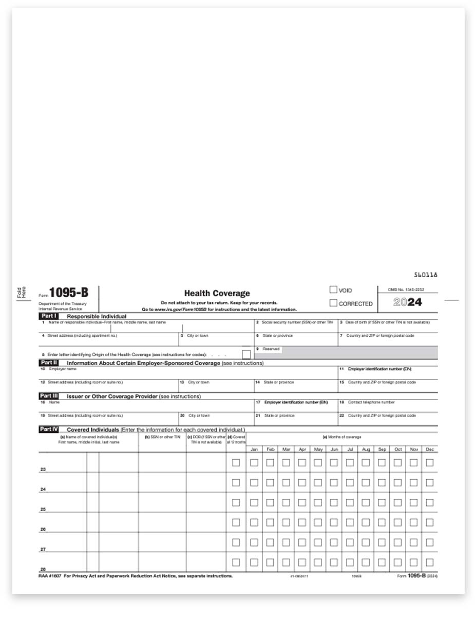 1095 B Forms ComplyRight Format Discount Tax Forms