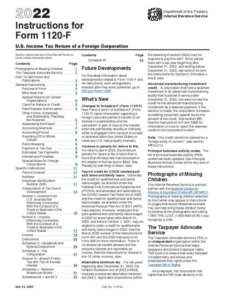 Form 1120 Instructions 2022 Pdf