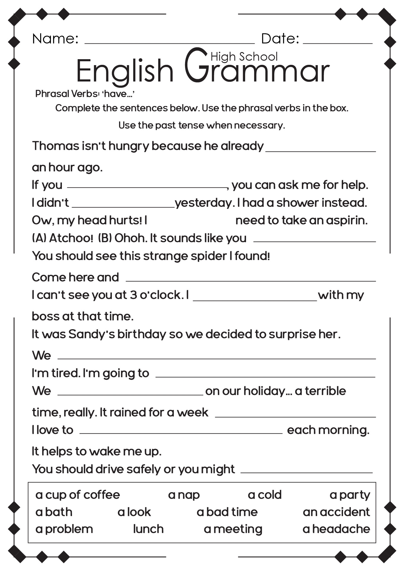 Free Printable Ela Worksheets Middle School