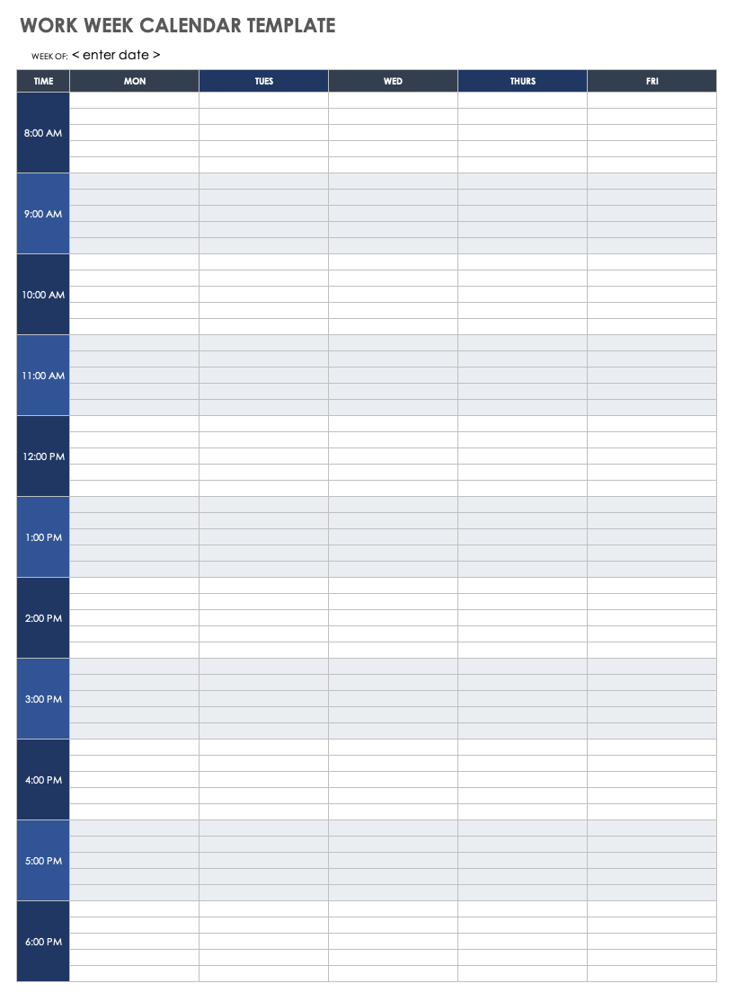 Blank Week View Calendar Printable