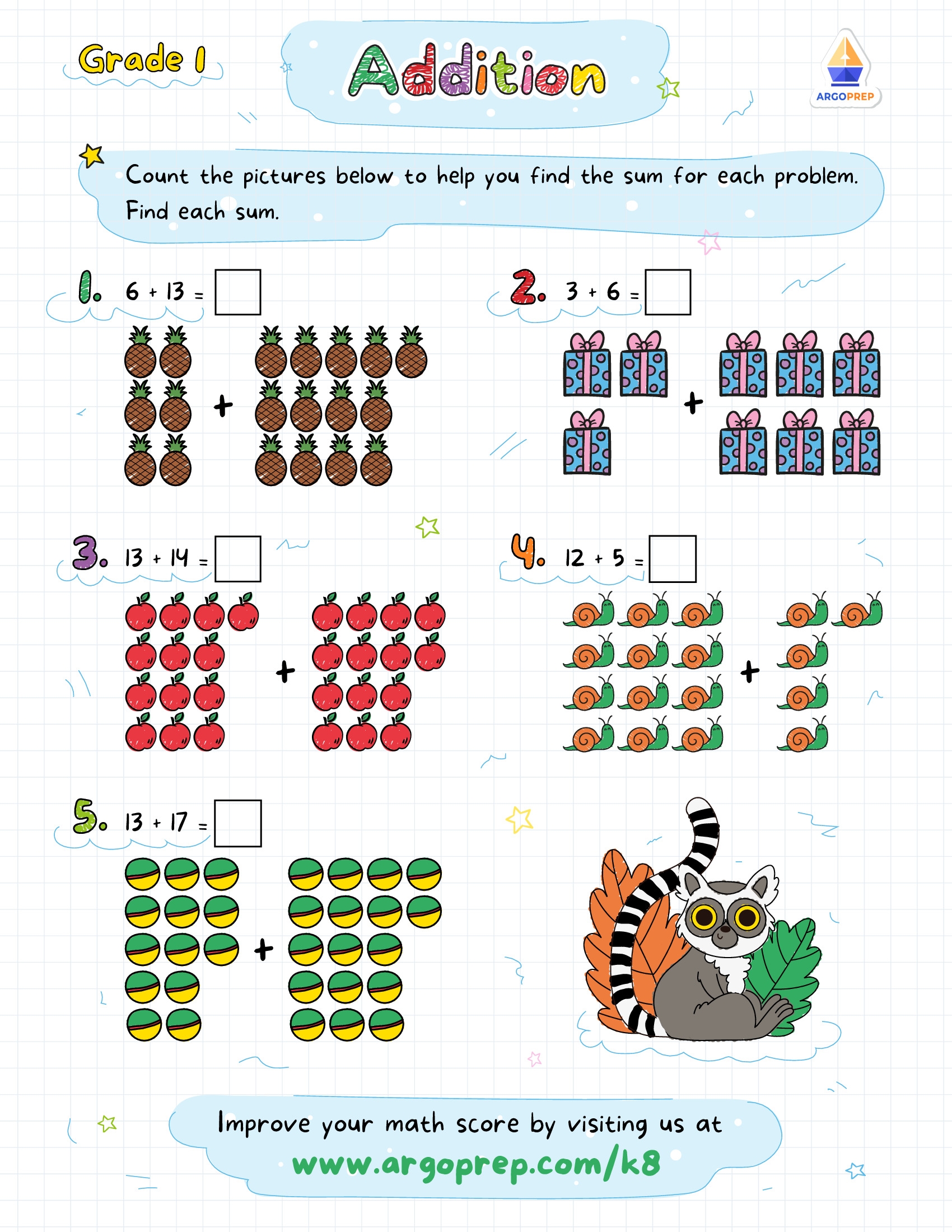 Math Printable Worksheets For Grade 1