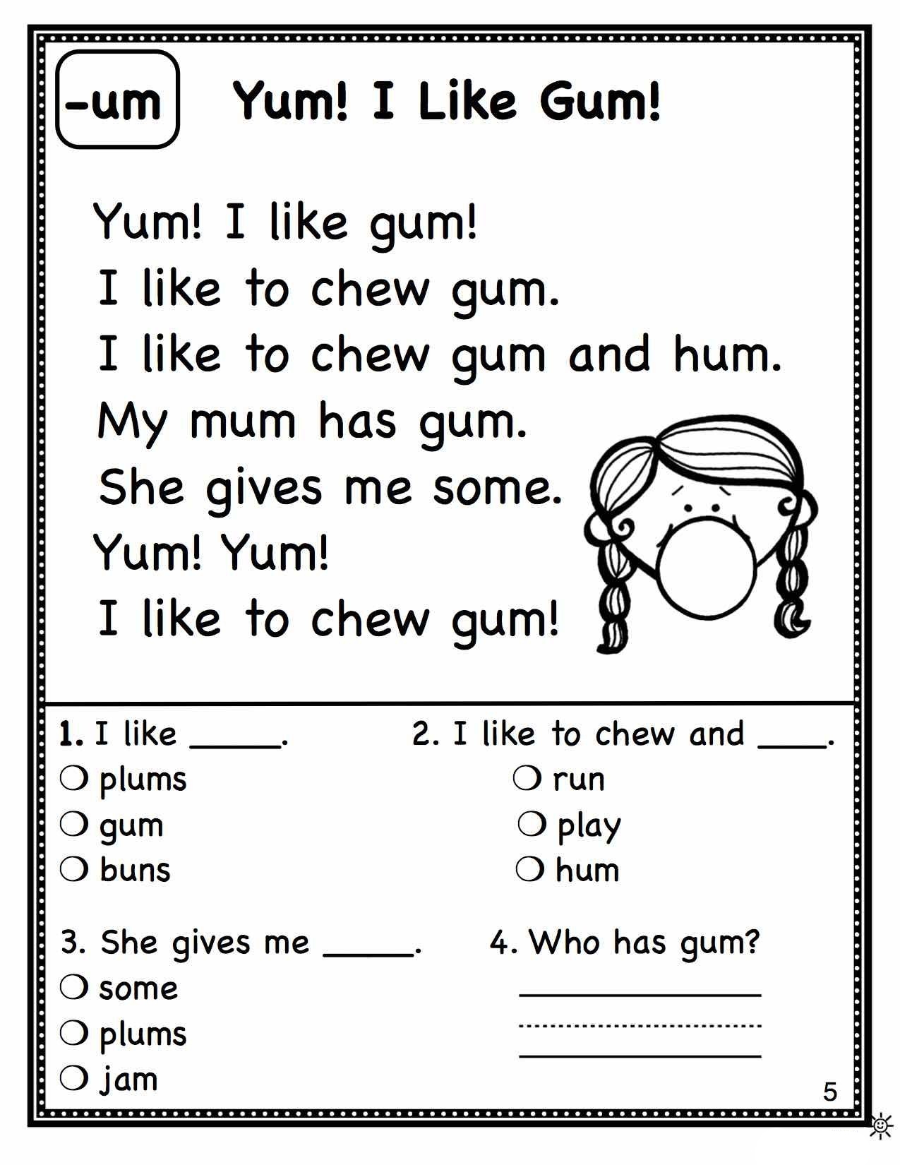 Printable 1st Grade Worksheets Reading