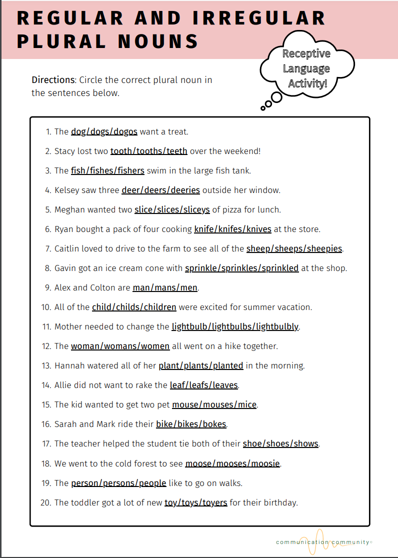 Free Printable Speech Therapy Worksheets