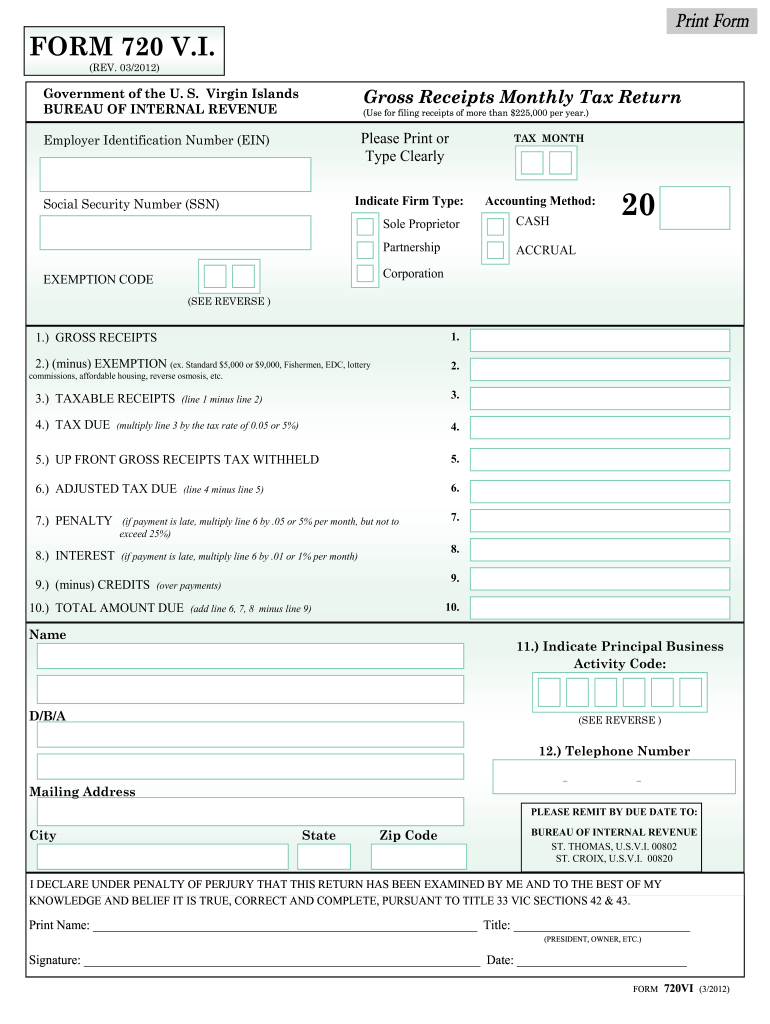 2012 2025 Form VI BIR 720 Fill Online Printable Fillable Blank 