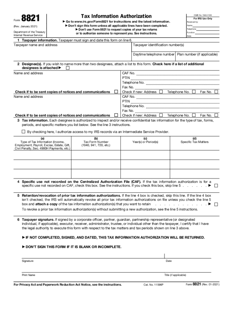 2021 2025 Form IRS 8821 Fill Online Printable Fillable Blank 