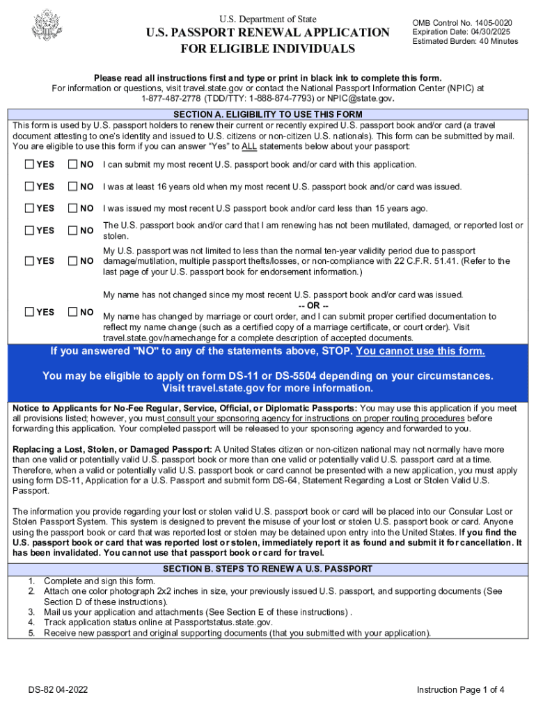 2022 2025 Form DS 82 Fill Online Printable Fillable Blank 