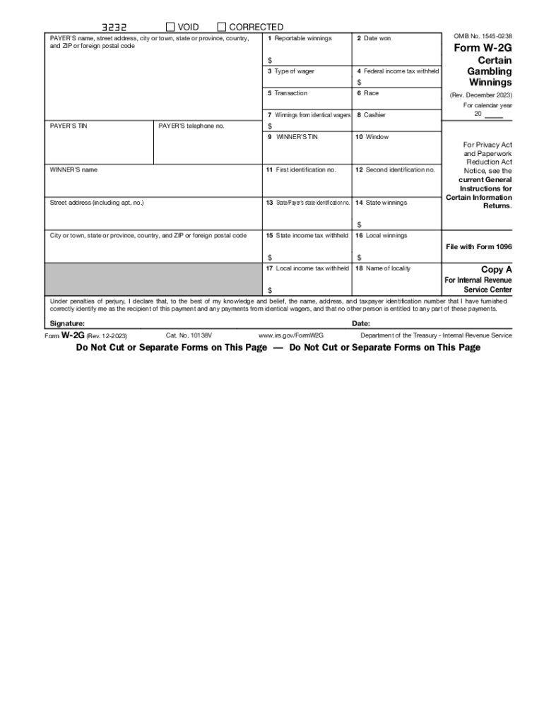 2023 2025 Form IRS W 2G Fill Online Printable Fillable Blank 
