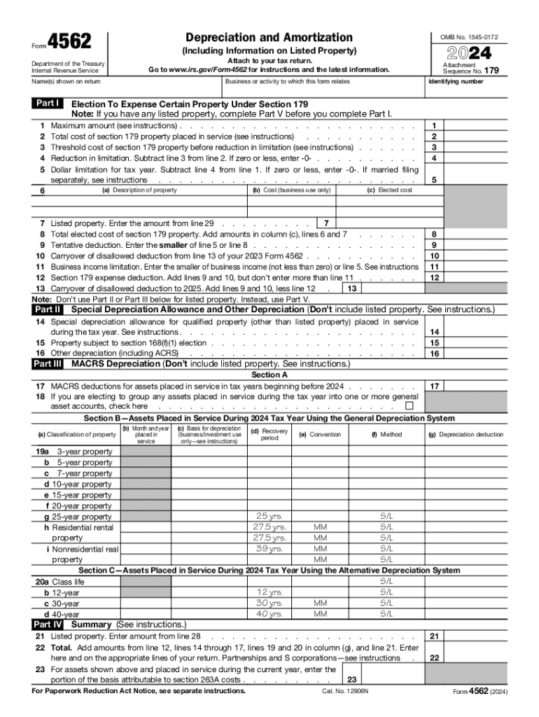 Form 4562 Depreciation And Amortization