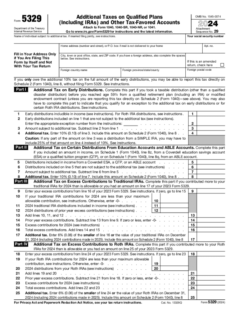 2024 Form IRS 5329 Fill Online Printable Fillable Blank PdfFiller