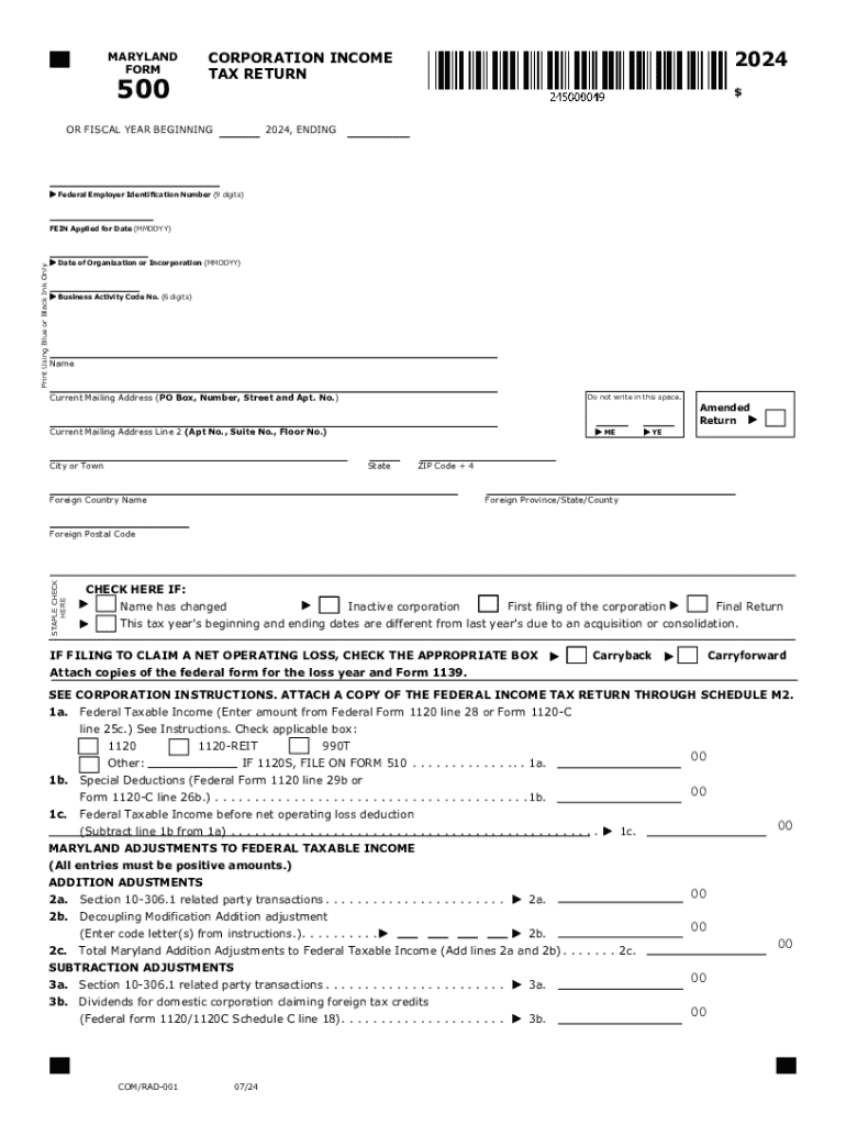 2024 MD Form 500 Fill Online Printable Fillable Blank PdfFiller