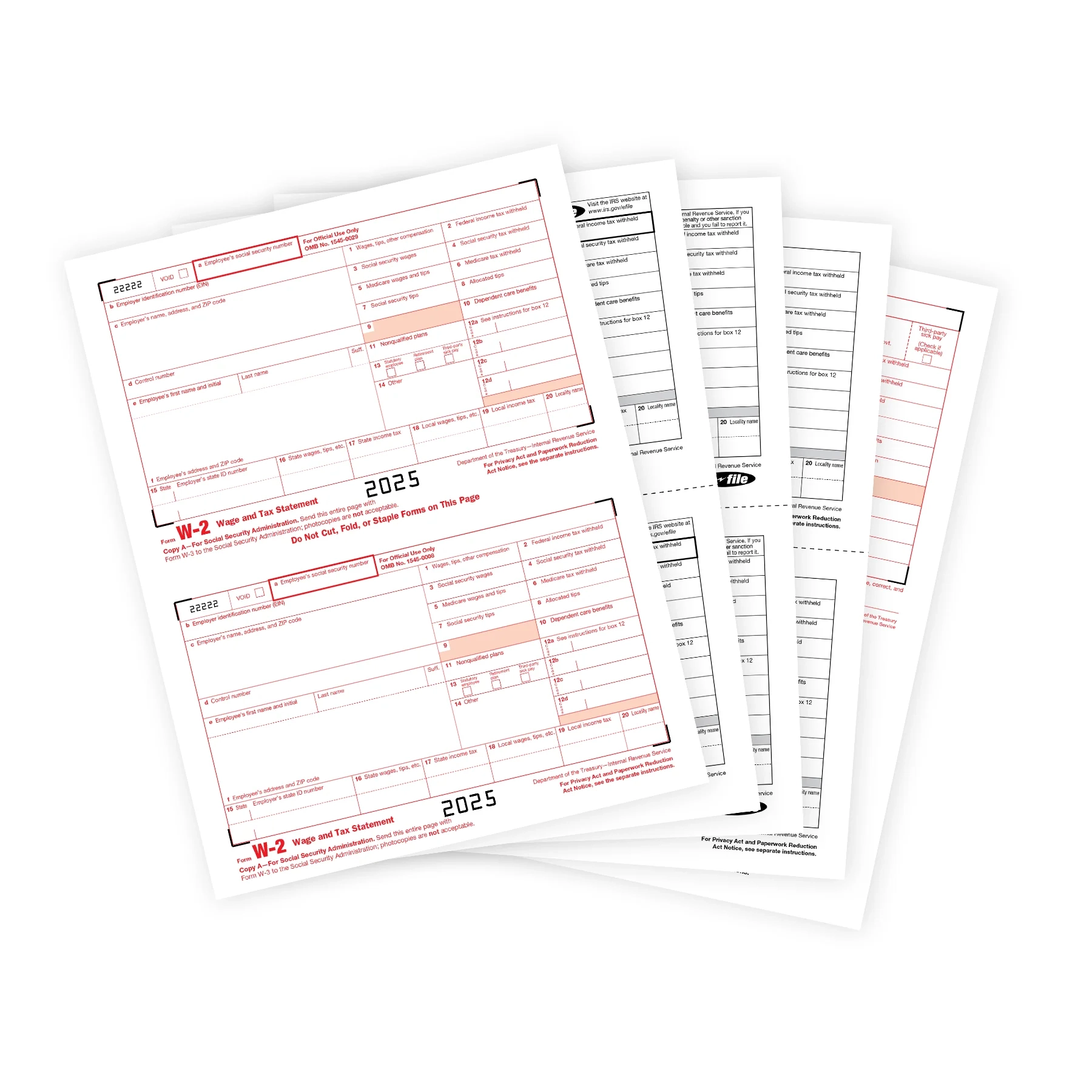 2025 Blue Summit Supplies Tax Forms W2 4 Part Tax Forms Kit 25 