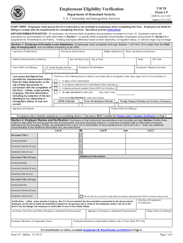 2025 Form USCIS I 9 Fill Online Printable Fillable Blank 