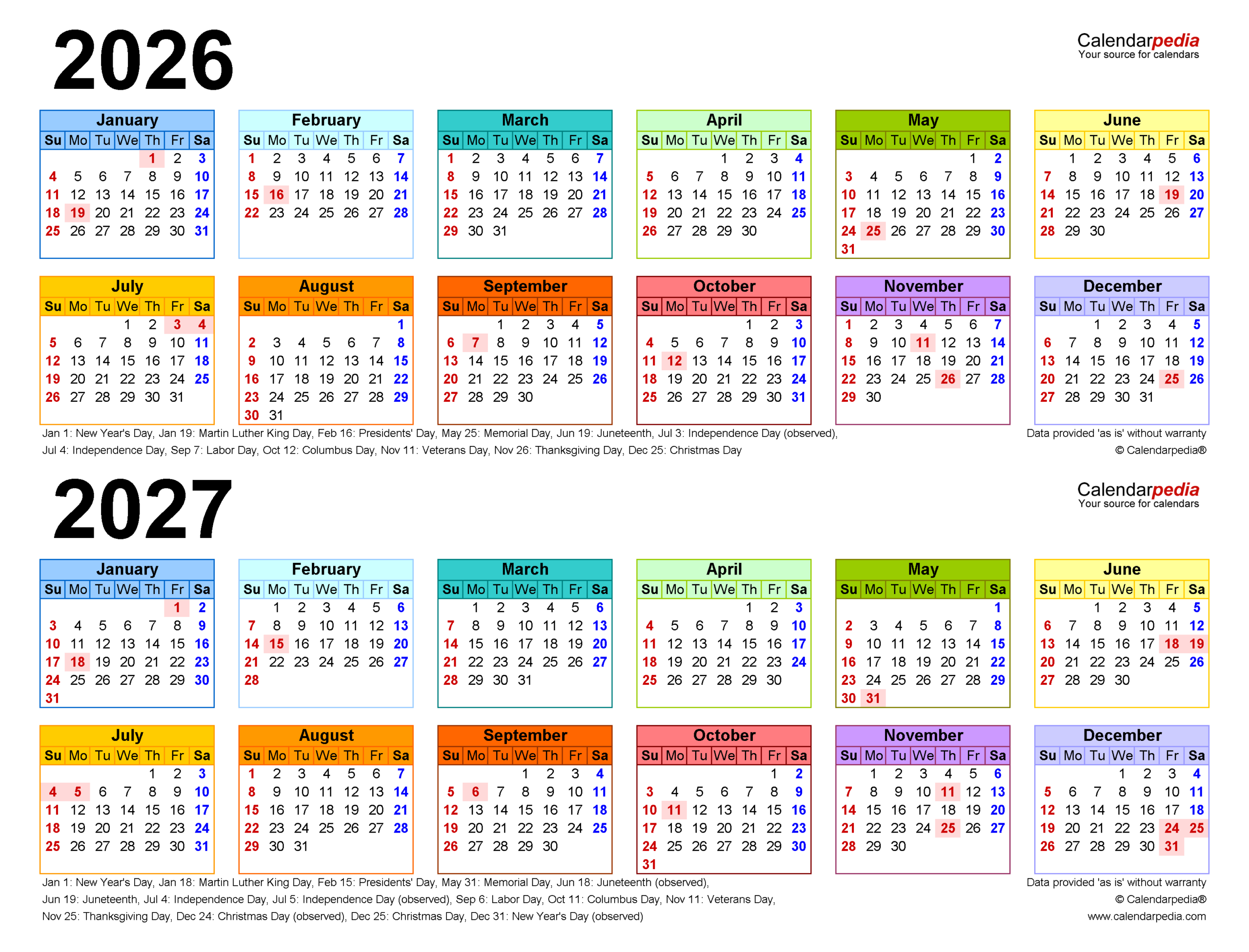2026-2027 Blank Printable Calendar