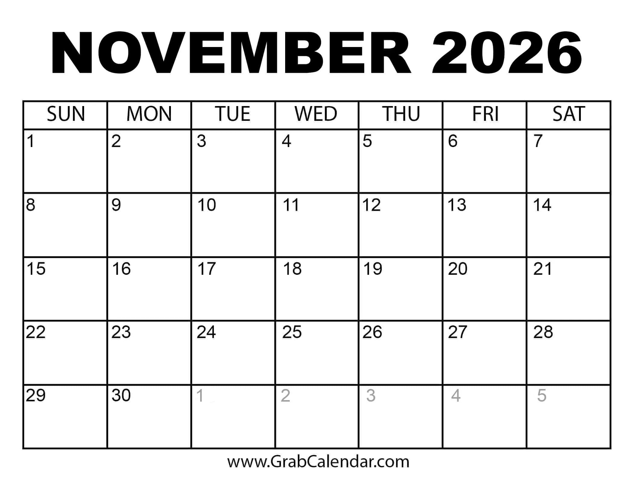 2026 Calendar Grab Calendar