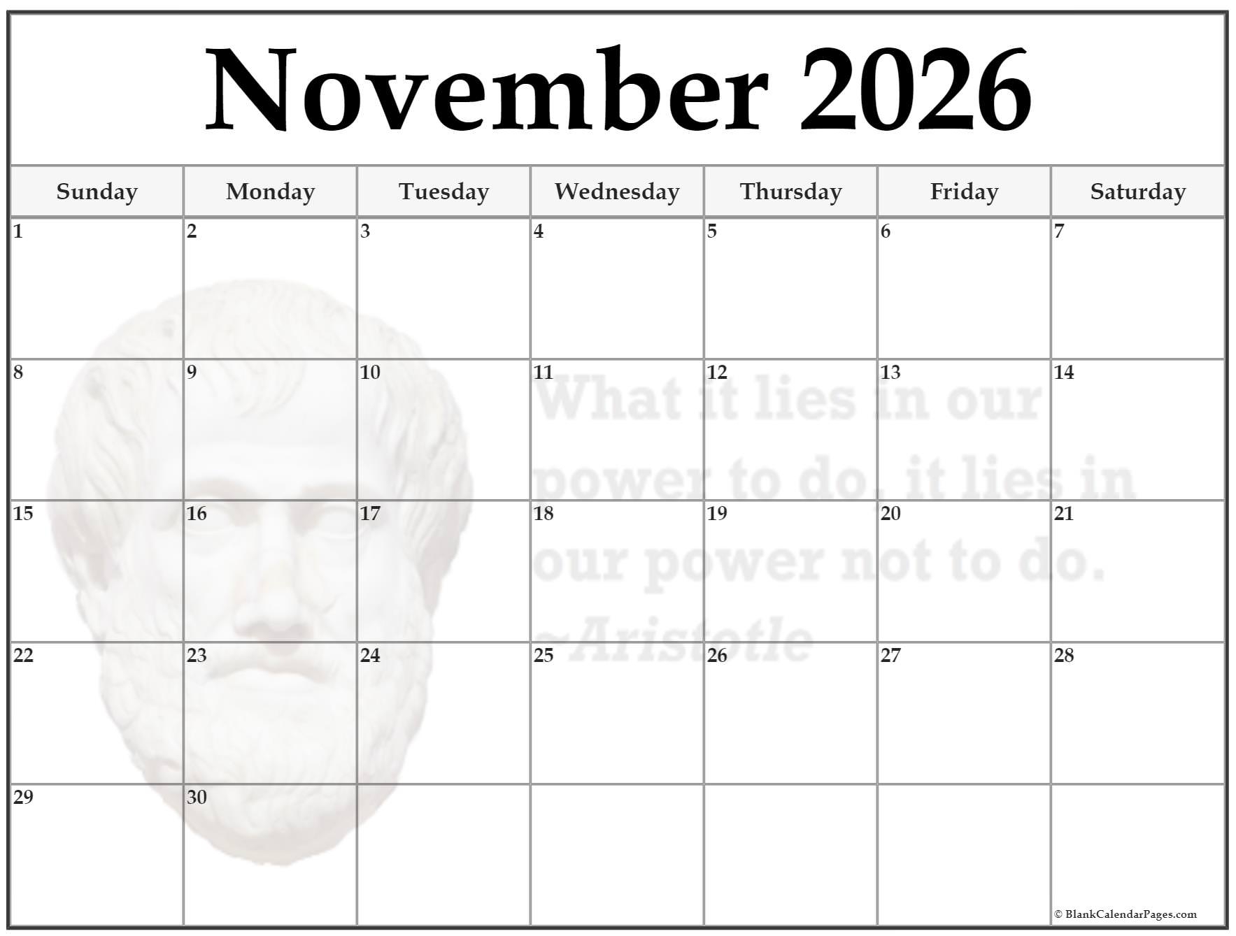 24 November 2026 Quote Calendars