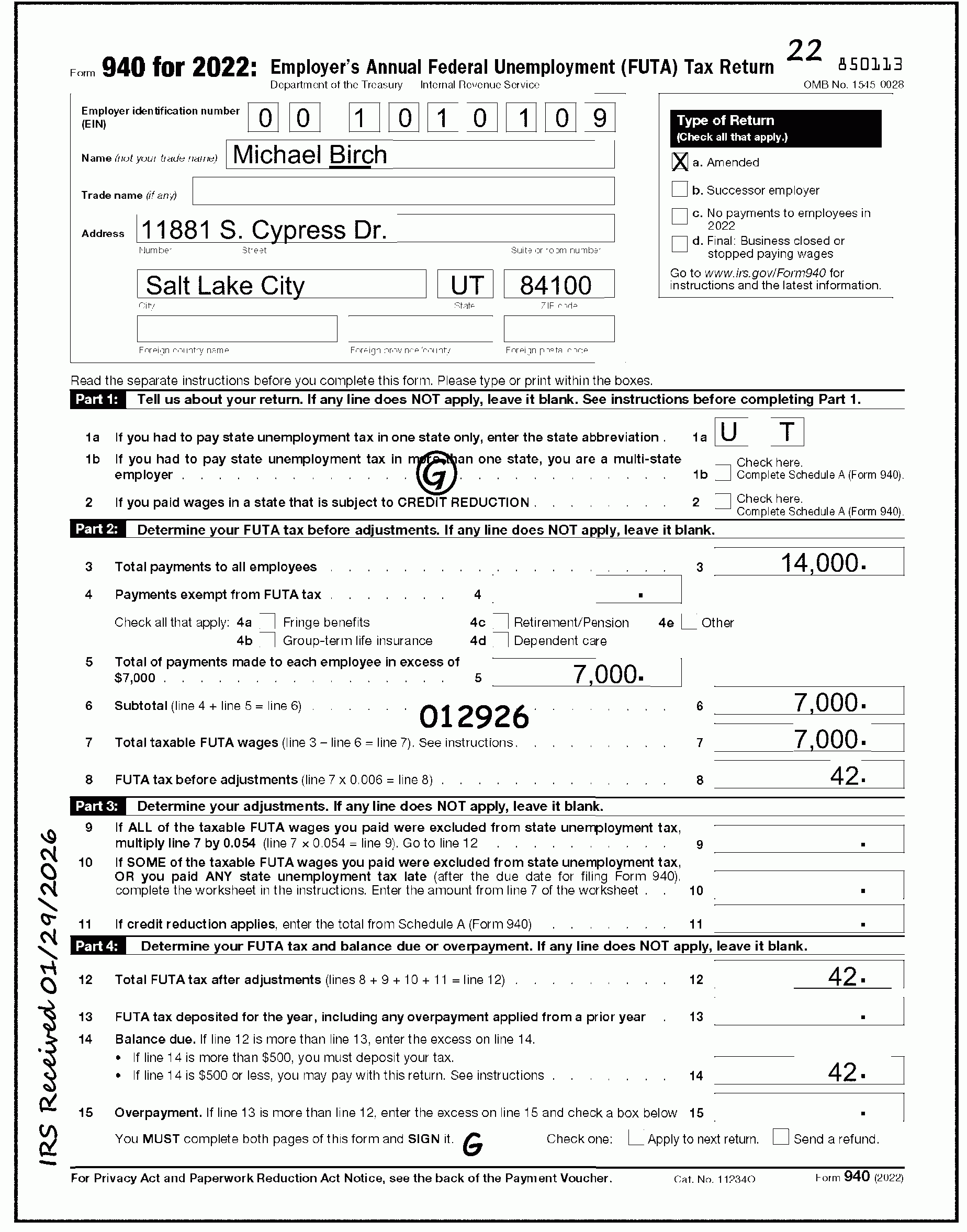 Irs Form 940 2023 Printable
