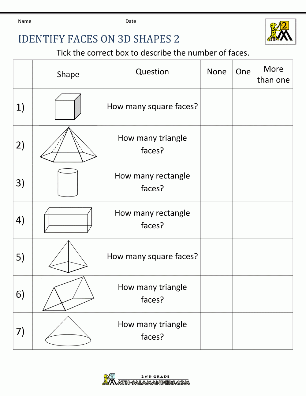 Printable Worksheets For 2nd Grade Geometry