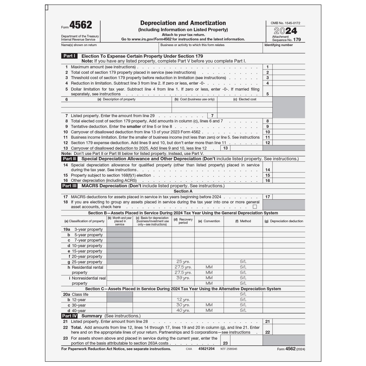 45621204 Form 4562 Depreciation And Amortization Page 1 amp 2 