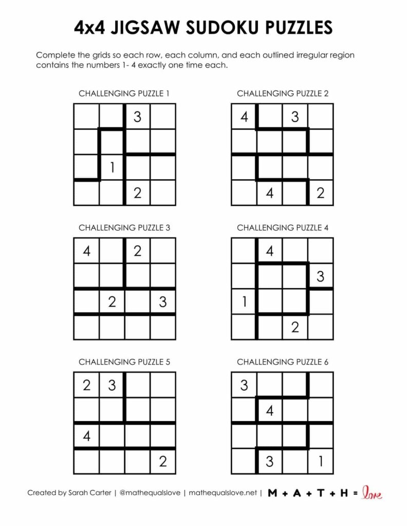 Printable Jigsaw Sudoku Puzzles Free